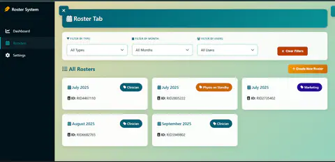 Screenshot of Roster-System